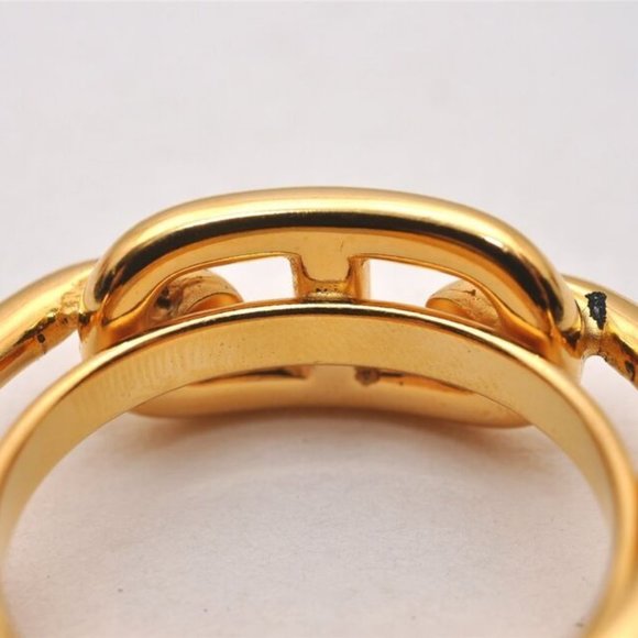 Authentic HERMES Scarf Ring Chaine d'Ancre Chain Design Gold Tone 5 - Picture 6 of 16